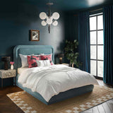 Briella Velvet Bed, Bluestone-Furniture - Bedroom-High Fashion Home