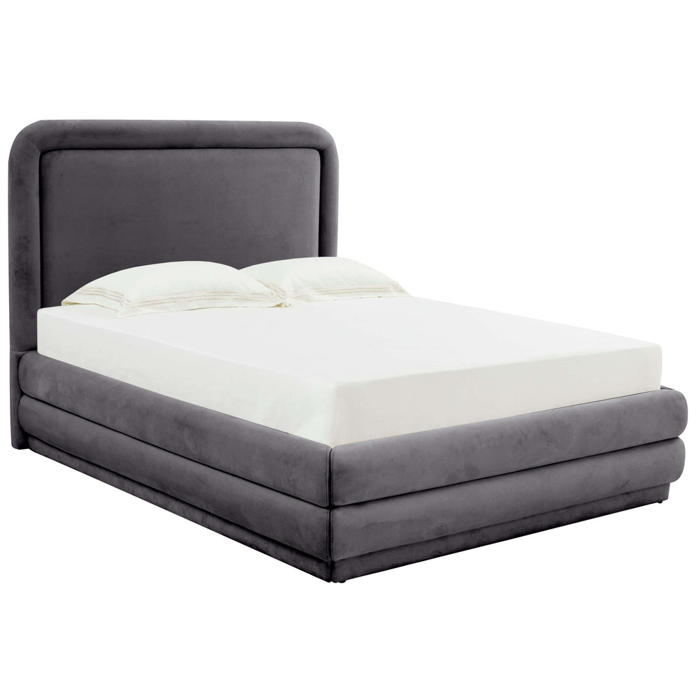 Briella Velvet Bed, Dark Grey-Furniture - Bedroom-High Fashion Home