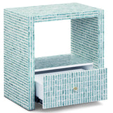 Tia Mother of Pearl Nightstand, Blue