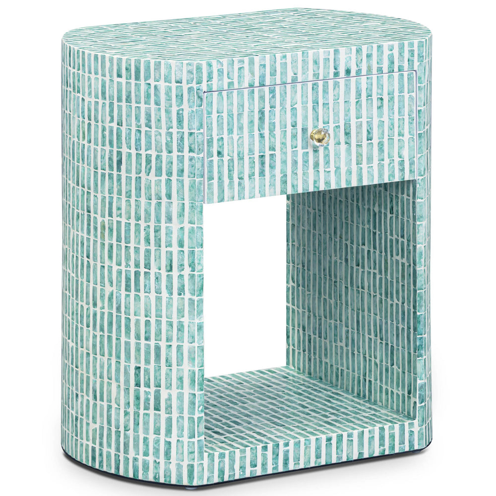 Prim Capiz Shell Nightstand, Blue