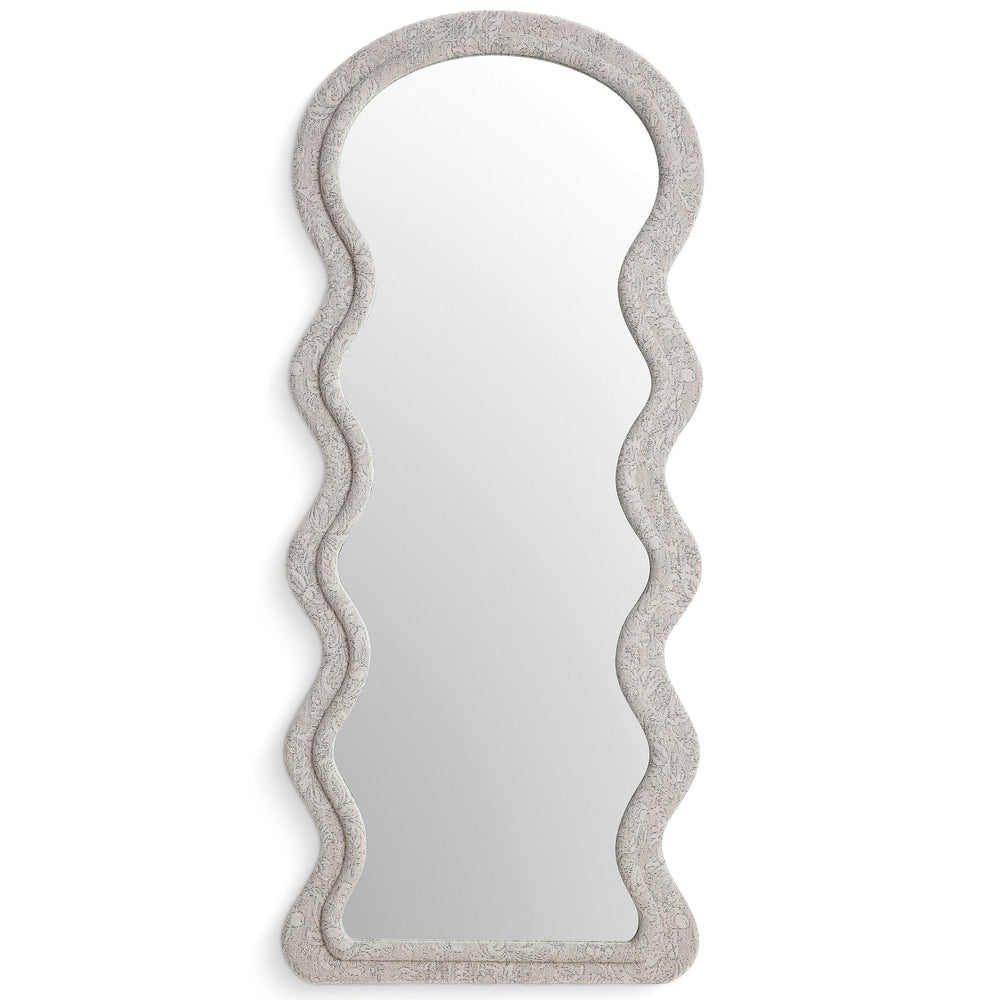 Rhodes Floor Mirror, Neutral Floral Jacquard