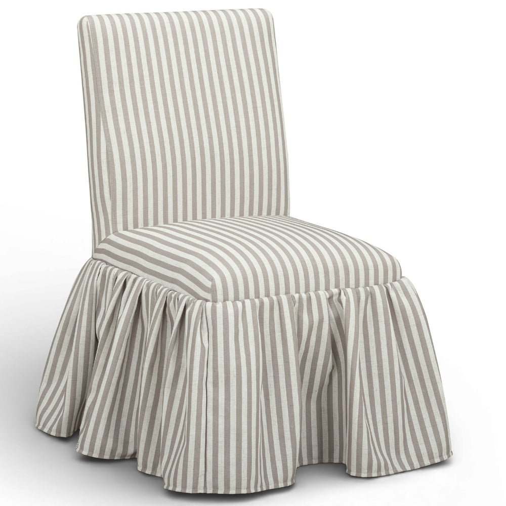 Gertrude Striped Skirted Dining Chair, Khaki