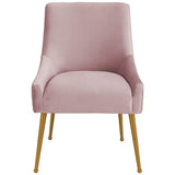 Beatrix Pleated Side Chair, Mauve/Brushed Gold Legs