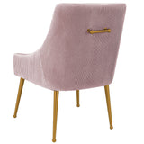 Beatrix Pleated Side Chair, Mauve/Brushed Gold Legs