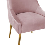 Beatrix Pleated Side Chair, Mauve/Brushed Gold Legs