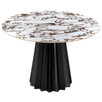 Jimena Round Dining Table, Marble Ceramic
