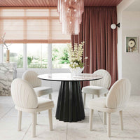 Jimena Round Dining Table, Marble Ceramic