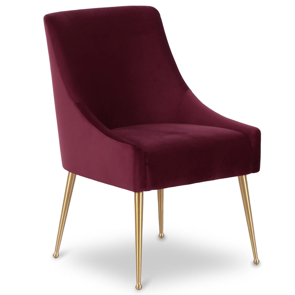 Beatrix Side Chair, Burgundy/Brushed Gold Legs