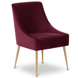 Beatrix Side Chair, Burgundy/Brushed Gold Legs