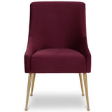 Beatrix Side Chair, Burgundy/Brushed Gold Legs