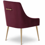 Beatrix Side Chair, Burgundy/Brushed Gold Legs