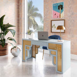 Suzie Executive Desk, Pastel Blue-Furniture - Office-High Fashion Home