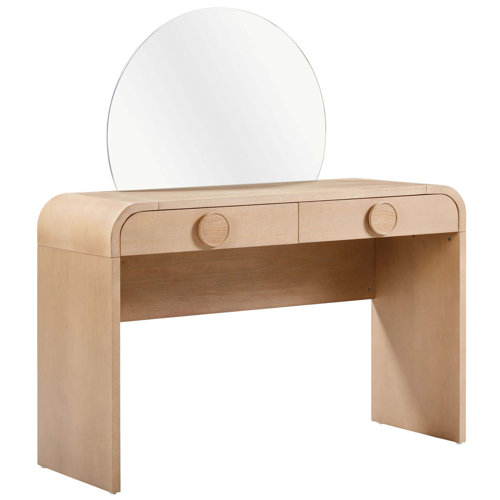 Moonrise Vanity Desk w/Mirror, Natural Ash – High Fashion Home