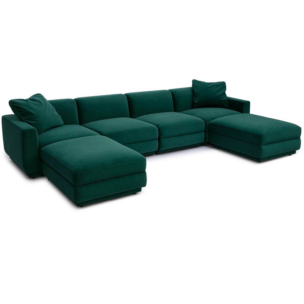 Perry 6 Piece Modular U-Sectional, Deep Green