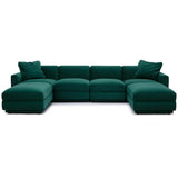 Perry 6 Piece Modular U-Sectional, Deep Green