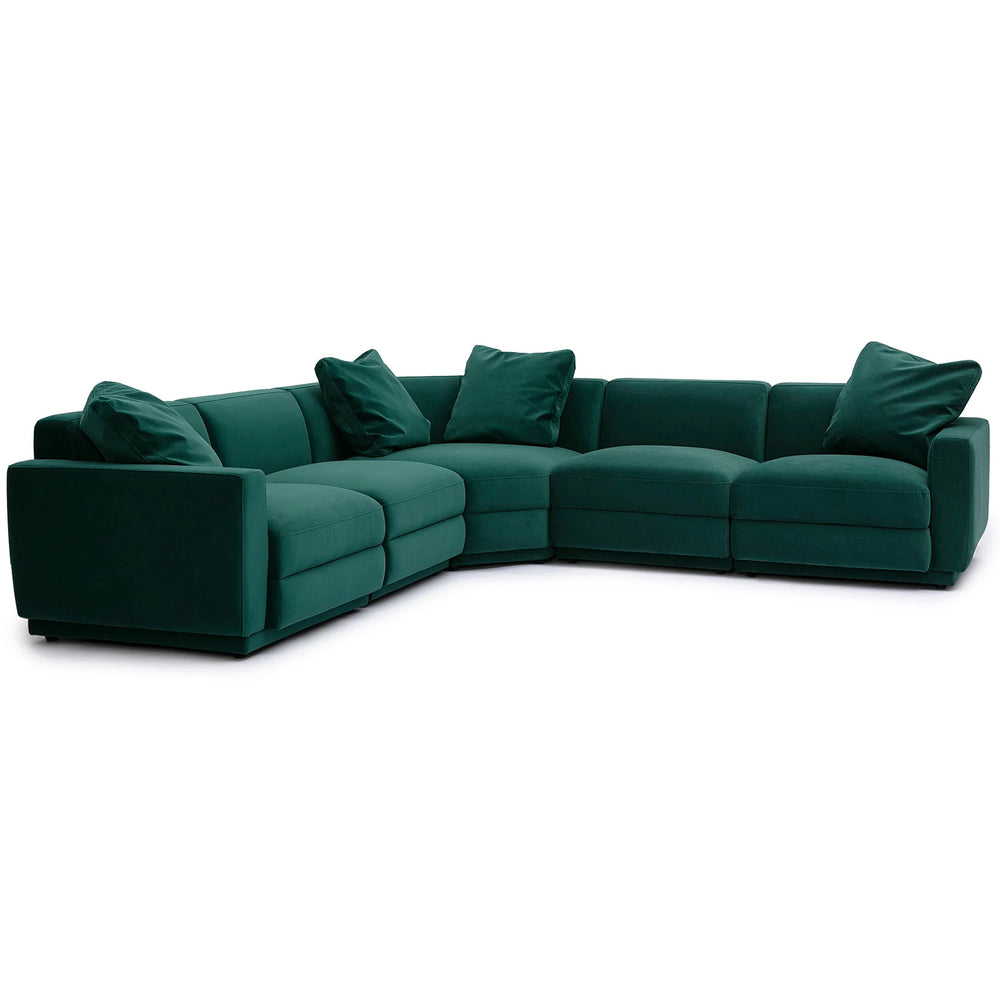 Perry 5 Piece Modular L-Sectional, Deep Green