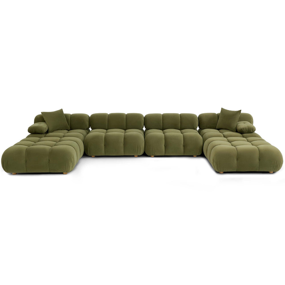 Calliope 6 Piece Modular U-Sectional, Olive Green