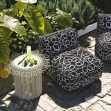 Chiara Indoor/Outdoor Pouf, Black-Furniture - Chairs-High Fashion Home
