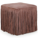 Daphne Square Fringe Ottoman, Dusty Pink