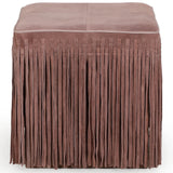 Daphne Square Fringe Ottoman, Dusty Pink
