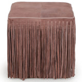 Daphne Square Fringe Ottoman, Dusty Pink