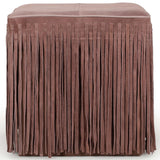 Daphne Square Fringe Ottoman, Dusty Pink