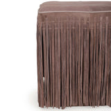 Daphne Square Fringe Ottoman, Dusty Pink