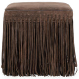 Daphne Square Fringe Ottoman, Chocolate Brown