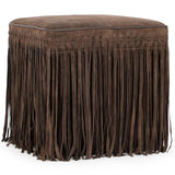 Daphne Square Fringe Ottoman, Chocolate Brown