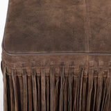 Daphne Square Fringe Ottoman, Chocolate Brown
