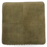 Daphne Square Fringe Ottoman, Olive Green