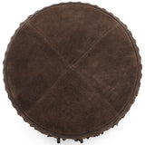 Daphne Round Fringe Ottoman, Chocolate Brown