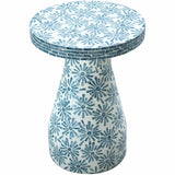 Halio Side Table, Blue Floral-Furniture - Accent Tables-High Fashion Home