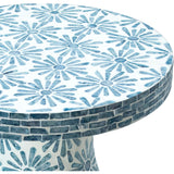 Halio Side Table, Blue Floral-Furniture - Accent Tables-High Fashion Home