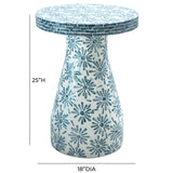Halio Side Table, Blue Floral-Furniture - Accent Tables-High Fashion Home