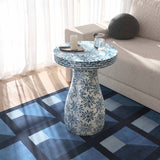Halio Side Table, Blue Floral-Furniture - Accent Tables-High Fashion Home