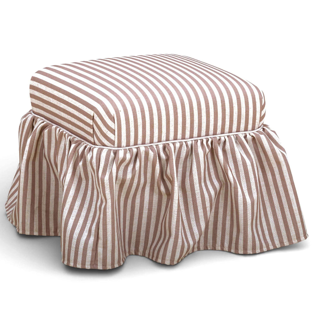 Gertrude Striped Skirted Ottoman, Khaki
