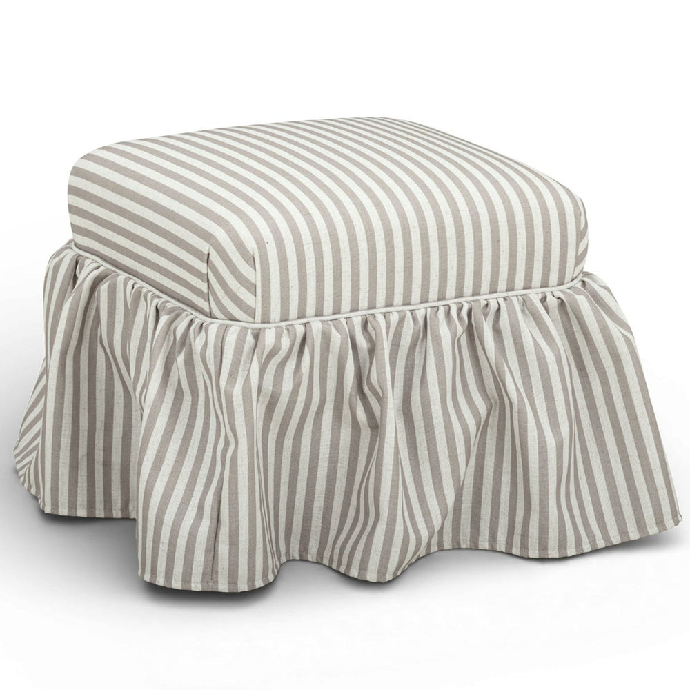 Gertrude Striped Skirted Ottoman, Khaki