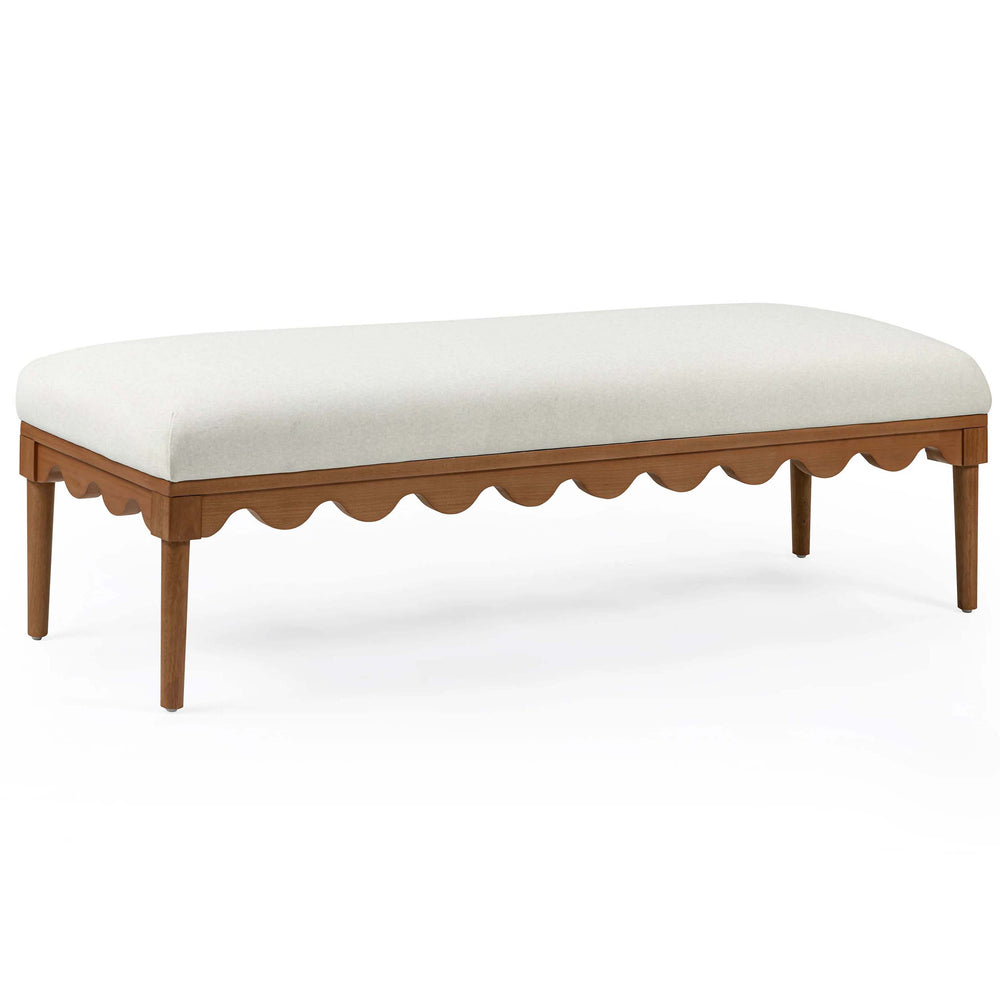 Oodle Vegan Mohair Bench, Cream/Walnut