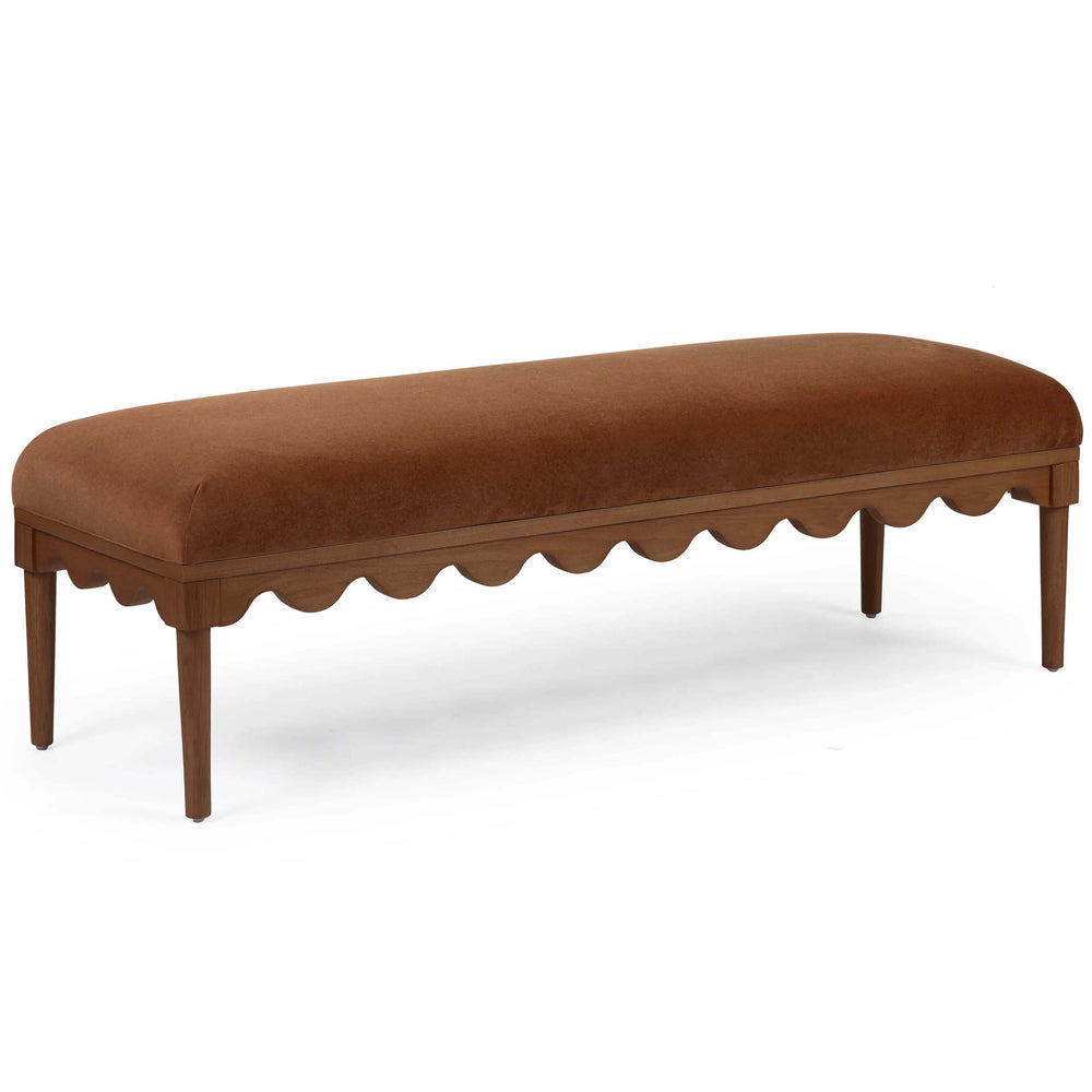 Oodle Vegan Mohair Bench, Bronze/Walnut