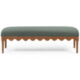 Oodle Vegan Mohair Bench, Green/Walnut