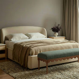 Oodle Vegan Mohair Bench, Green/Walnut