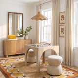 Tomlin Ruched Game Ottoman, Tan