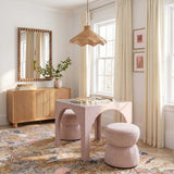 Tomlin Ruched Game Ottoman, Light Pink
