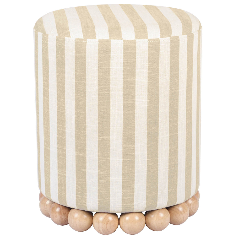 Dex Striped Ottoman, Beige