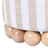 Dex Striped Ottoman, Beige