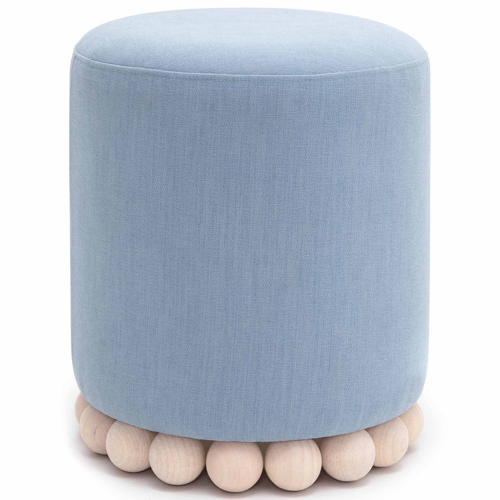Dex Upcycled Ottoman, Faded Blue