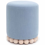 Dex Upcycled Ottoman, Faded Blue