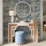 Dex Upcycled Ottoman, Faded Blue