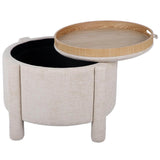Bellamy Storage Stool w/ Reversible Tray Top, Cream
